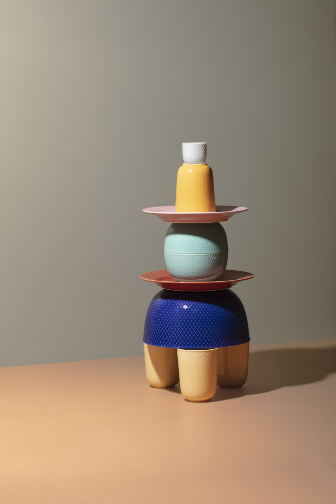 Lyngby Porcelæn Rhombe krus, gul - 33 cl. - Bahne